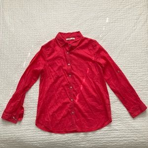 Old Navy, Women’s button down, collard shirt, Red, Medium (stain on sleeve)